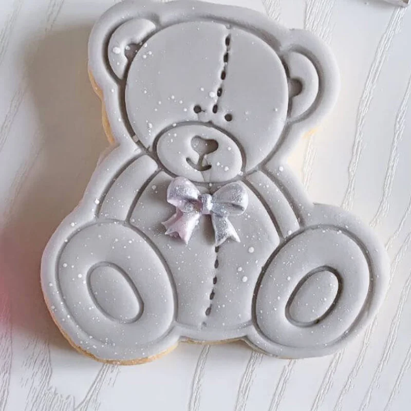 Lovely Sitting Baby Bear Cookie Cutter and Stamp for Baby Birthday Shower Fondant Cake Decorating Cupcake Top Cakepop Lolipop