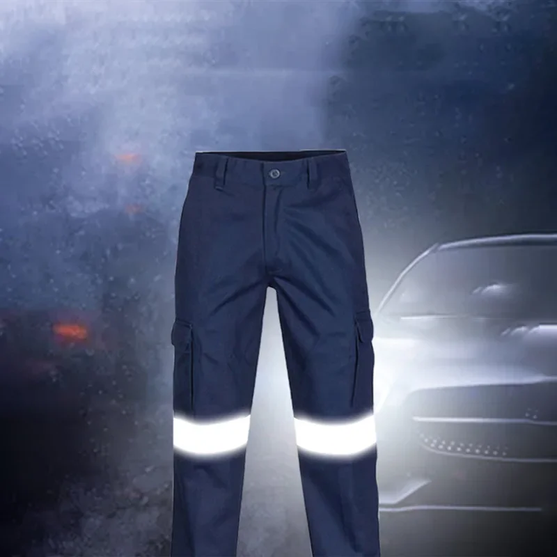 Cargo Pants Man with Reflective Tapes Cotton  Men Construction Hi Vis Pants Workwear High Vis Pants