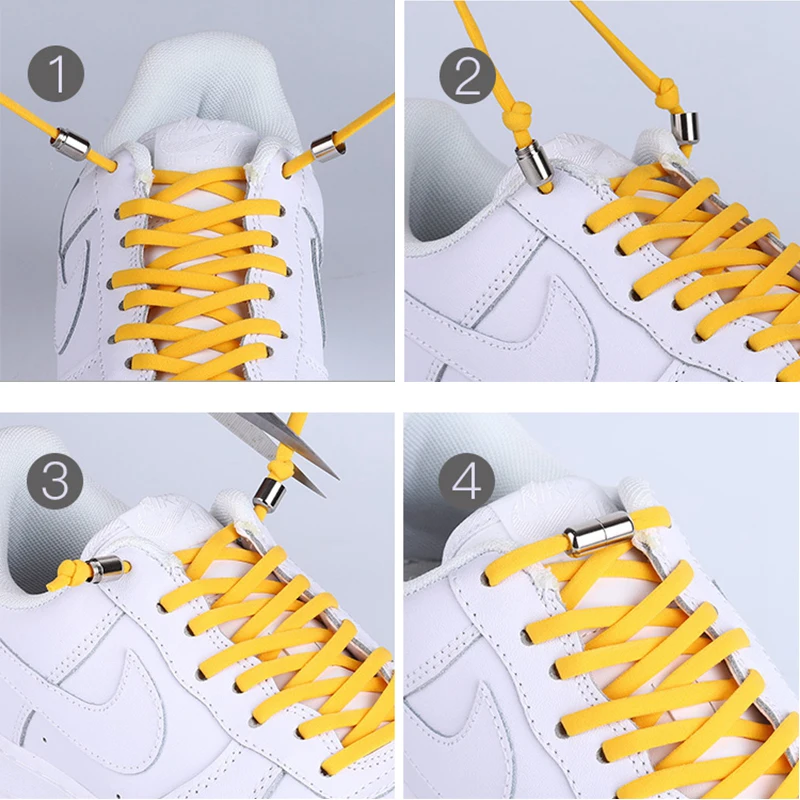 2 Pcs Aluminum Capsule Lock Accessories Elastic Laces Sneakers Shoelace Without Ties Buckle Decoration Lazy Shoestring Fastening