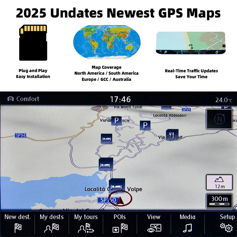 DV V25 لوحدة الملاحة VW e-Golf Passat Touran Tiguan Discover Pro Update Europe UK Maps Discover Pro Media