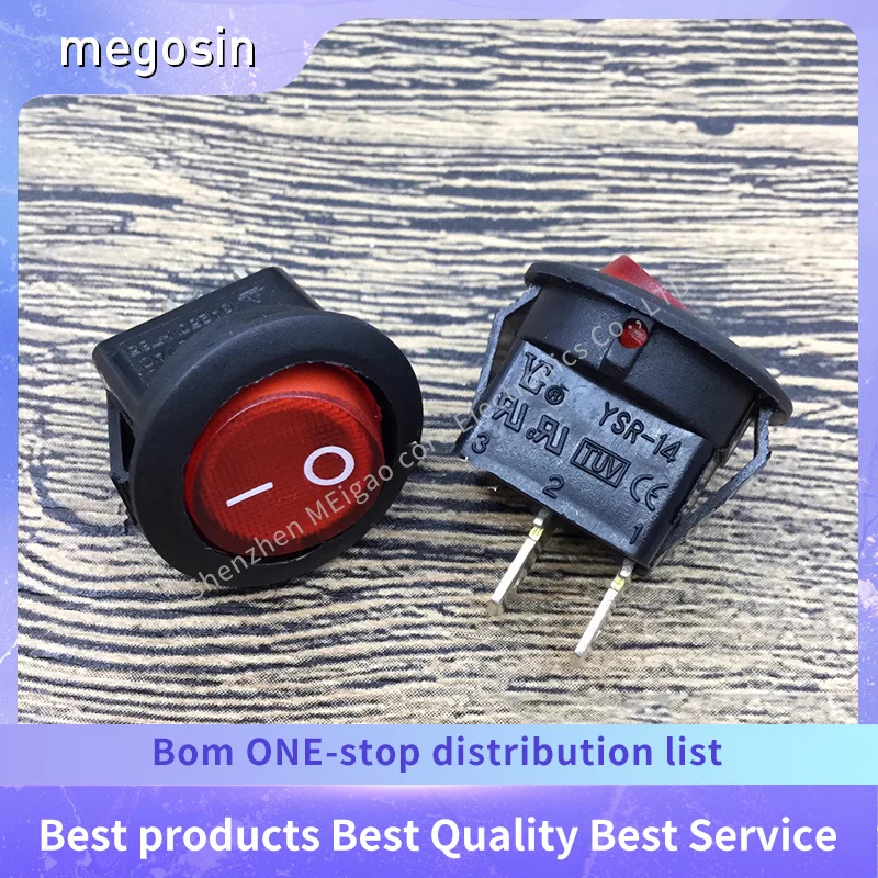 1~5pcs/lot YSR-14 circular boat-shaped switch, 2-pin, 2-position button, toggle power switch, 10A high current