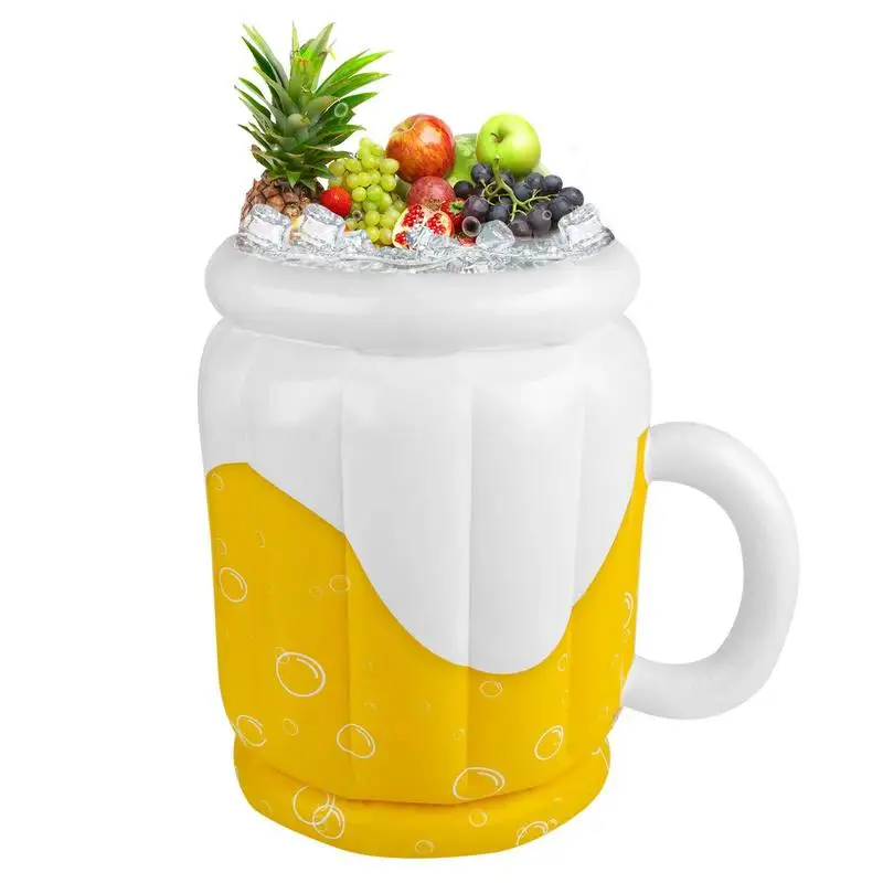 PVC Inflatable Beer Mug Ice Bucket Beach Pool Beer Cold Drink Container Cooler Bar Tray For Beach Party Food Cooling Basket