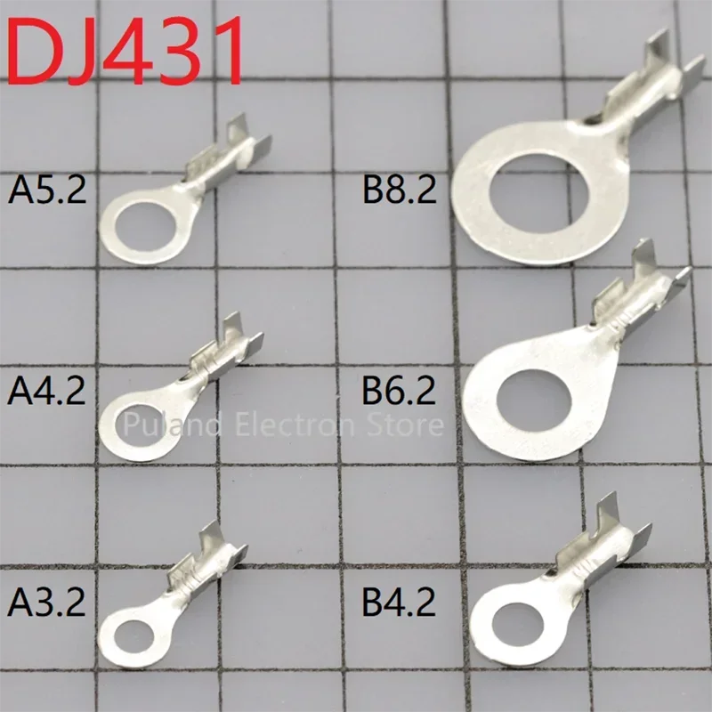 20/50/100pcs DJ431 A3.2 A4.2 A5.2 B4.2 B6.2 8.2 Wire End Lug Terminal O Ring Bare Copper Cold Press Circular Splice Crimp