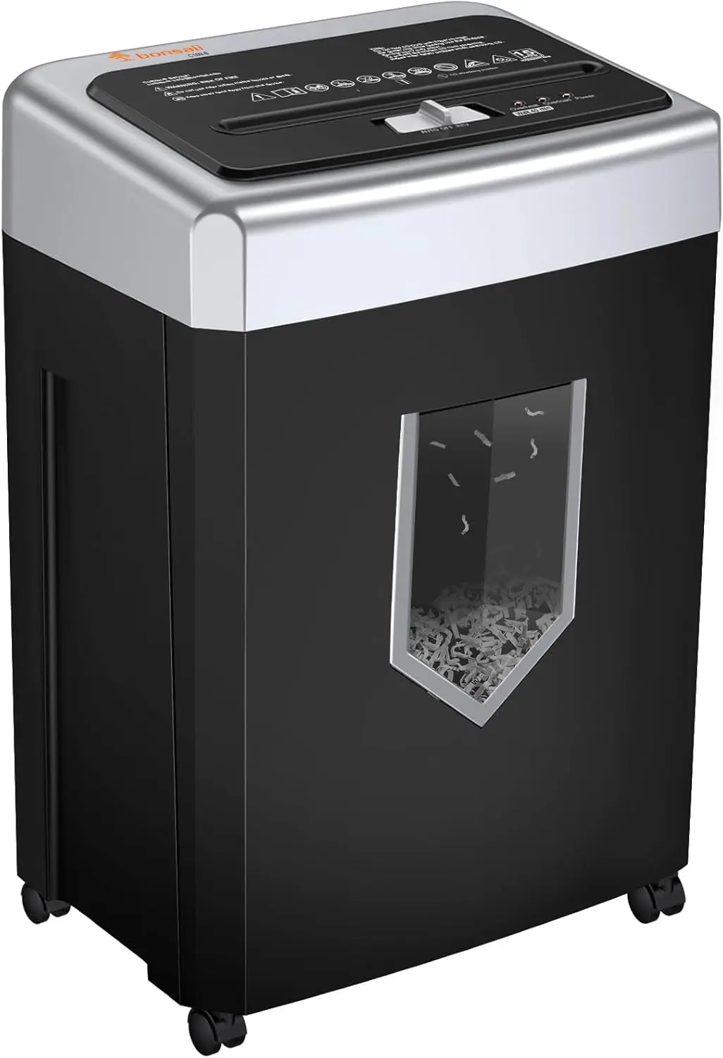 Bonsaii 15-Sheet Cross-Cut  Heavy Duty Shredder for Office Use Shreds CDs/Credit Cards With 4 Casters & 5 Gal Wastebin