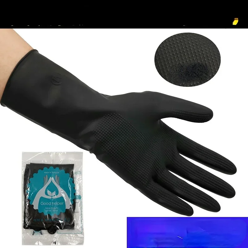 Gants en Caoutchouc pour Cheveux Tehonneur en Salon Noir, pour Perm Curling, Coiffure, Degré de Chaleur, Doigt, Étanche, isoto