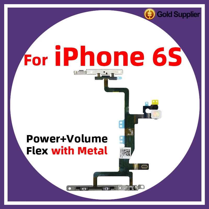 For iPhone 6S Power On Off Flex Volume Up Down Side Button Key switch on off button Ribbon Flex Cable With Metal