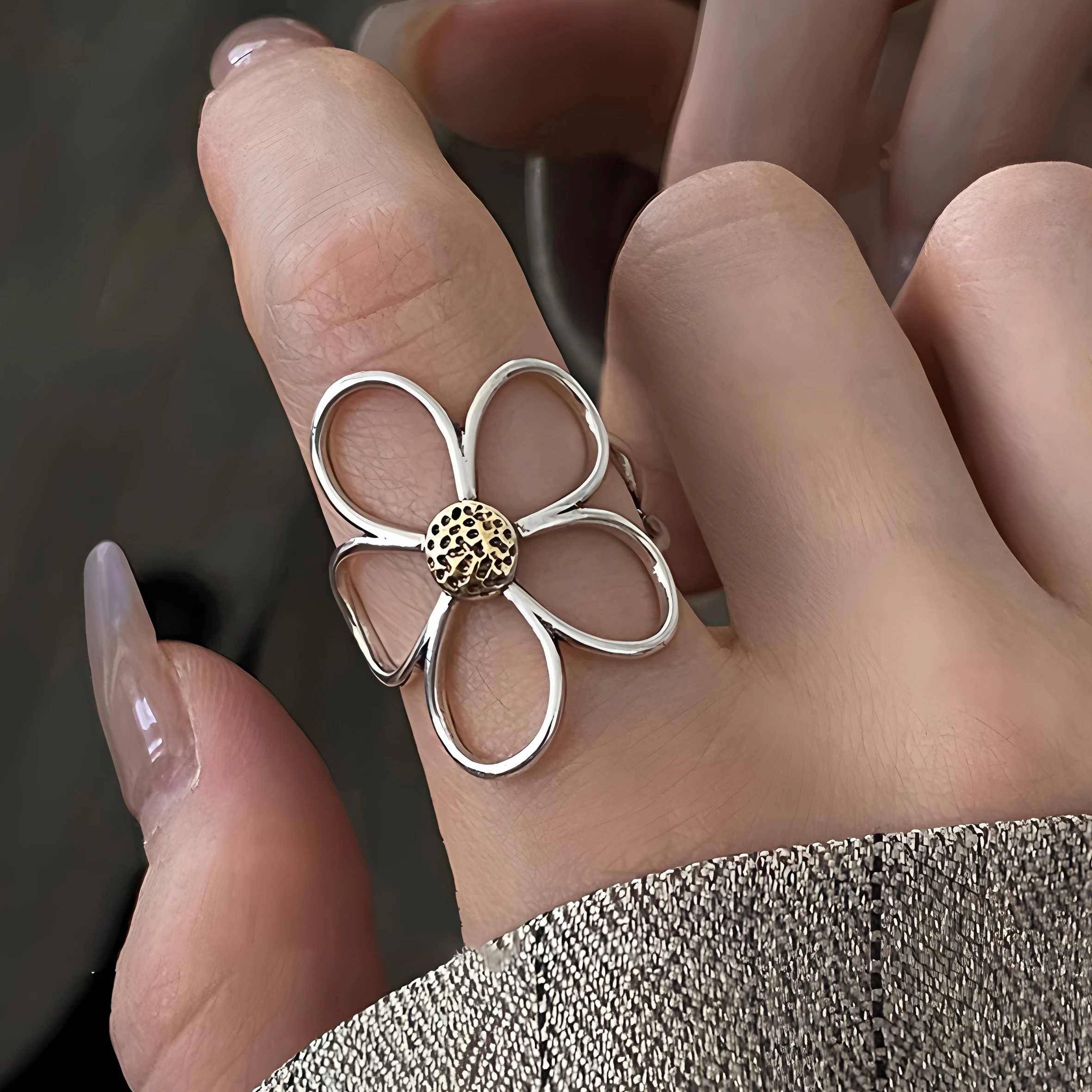 Women's 925 Sterling Silver Geometry Crystal Ring, Punk Style