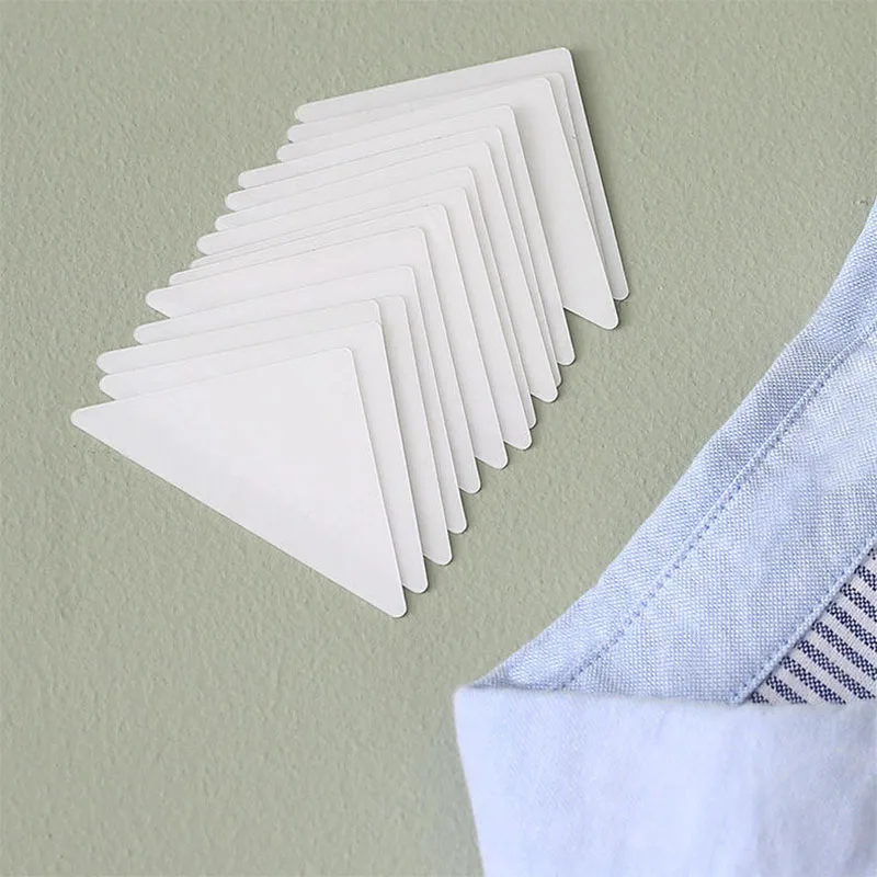 Men's Invisible Collar Stays-100Pcs Breathable Triangle Shirt Stiffeners, Anti-Curl Adhesive Supports for Polo & Business Shirts