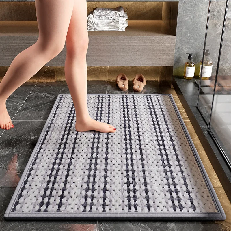 Bathroom Mat, Absorbent Anti Slip Mats, Quick Drying Foot Mats for Bathroom and Toilet Entrances, Household and Bathroom Carpets