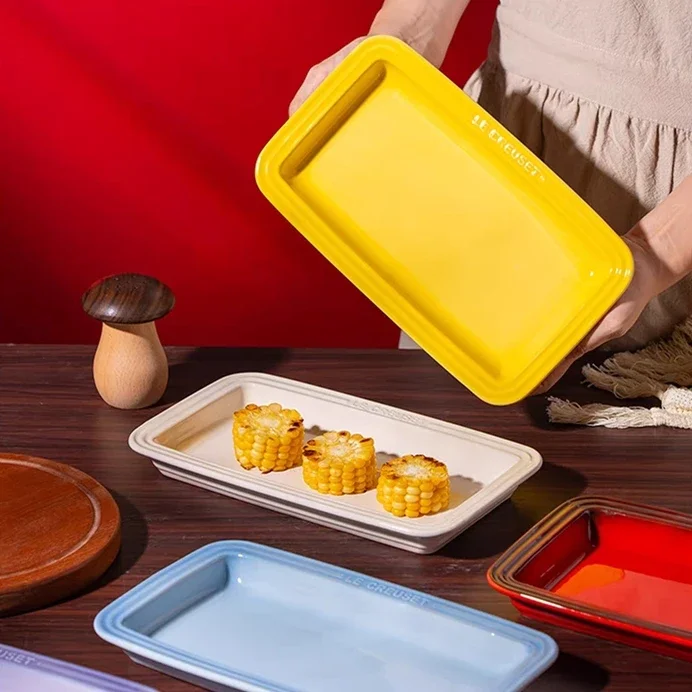 Le Creuset Cool Color Rectangular Tray Western Dinner Fruit Dessert Plate Fish Plate High End Tableware Multifunctional Ceram...