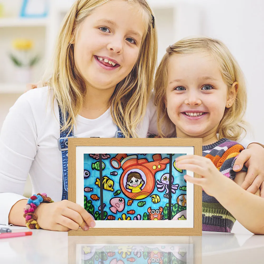 8,27x11,7 in Kinder rahmen Frontlader rahmen hält 80 Stück für handwerkliche Kinder, die hängendes Kunst portfolio für zu Hause oder im Büro zeichnen