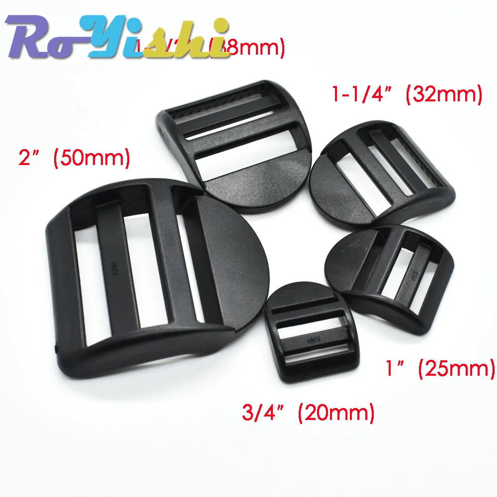 10 Pcs/Pack  Plastic Ladder Lock Slider Buckles Backpack Straps Black Webbing 20mm 25mm 32mm 38mm 50mm