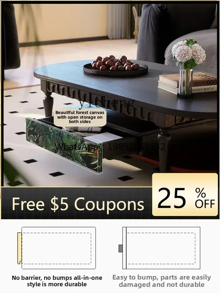 

Solid Wood Coffee Table Small Apartment Living Room Black Ash Wood Coffee Table