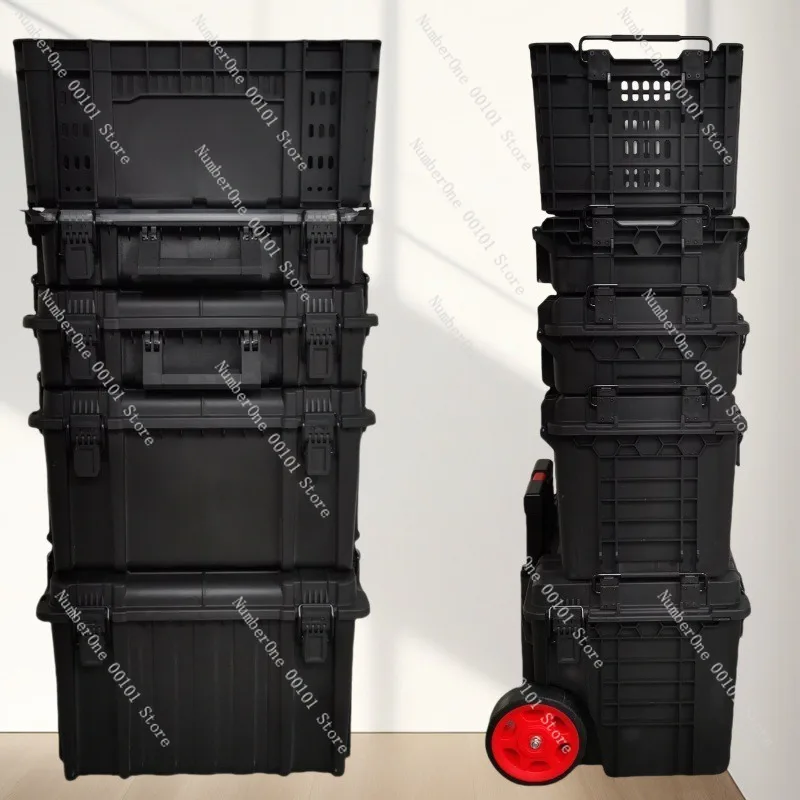 Modular trolley toolbox, stackable multi-layer design, dustproof sealed storage, large capacity, movable tool cart with wheels