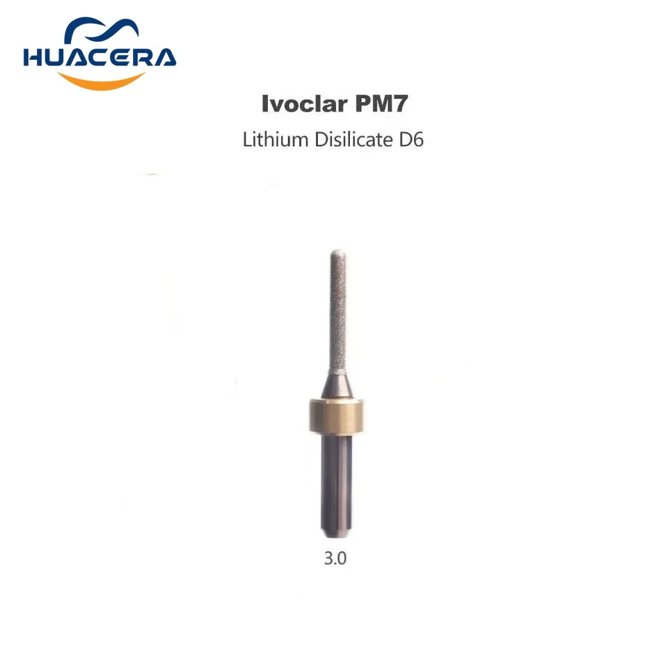 Ivoclar PM7  Milling Bur cutter  Zirconia DC Diamond PMMA Glass Ceramic Emax Lithium Disilicate Metal CADCAM Cutters Shank D6