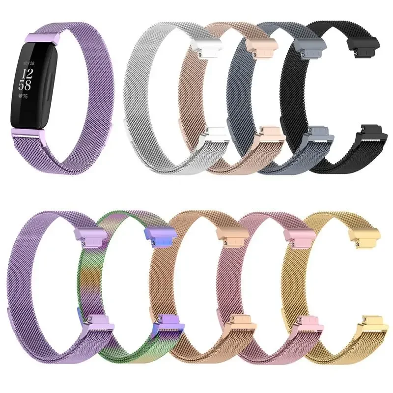 Wristband Strap For Fitbit Inspire 2 Smartwatch Replacement Stainless Steel Mesh Magnetic Loop Bracelet Fitbit ACE 3 Kids Band