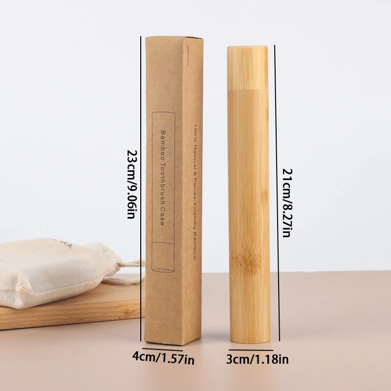 Bambu Toothbrush Travel Case Set, reutilizável, portátil, lavável, BPA Free, Natural Eco Friendly