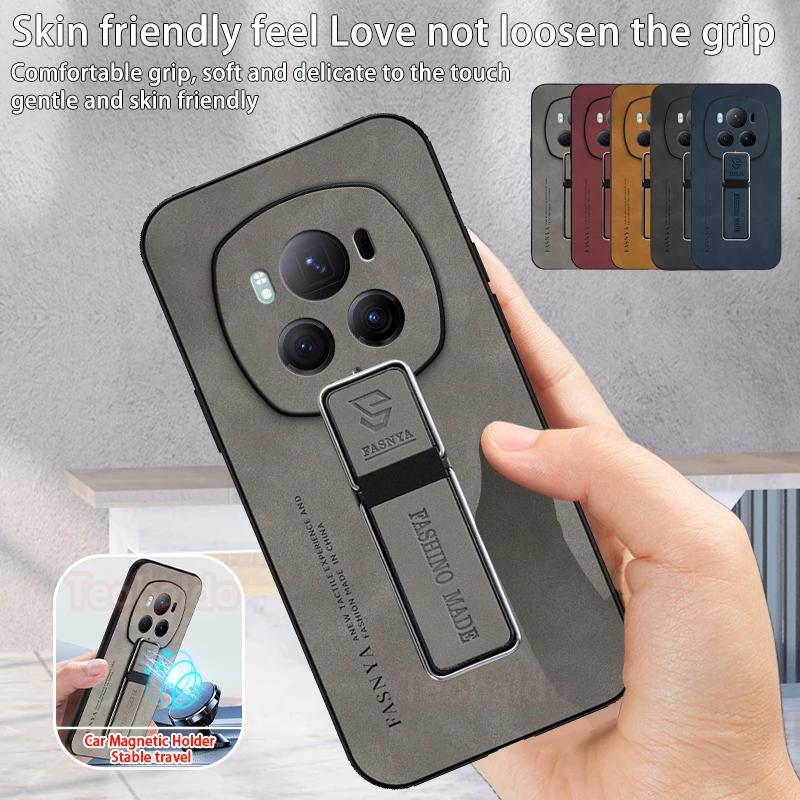 For Honor Magic6 Pro Case Soft Silicone Shockproof Phone Case For Honor Magic 6 Pro 6Pro Magnetic Car Holder Leather Back Cover