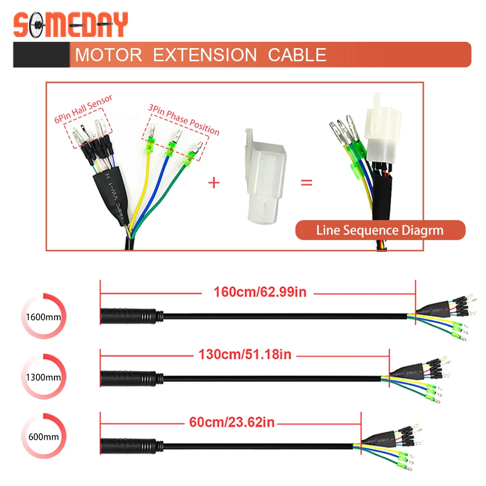 Ebike Julet Cable 2 3 4 5 Pin Motor Conversion Extension Cable Waterproof Plug 9 pin 1 to 4/1to 5 Cable For e Bike Accessories