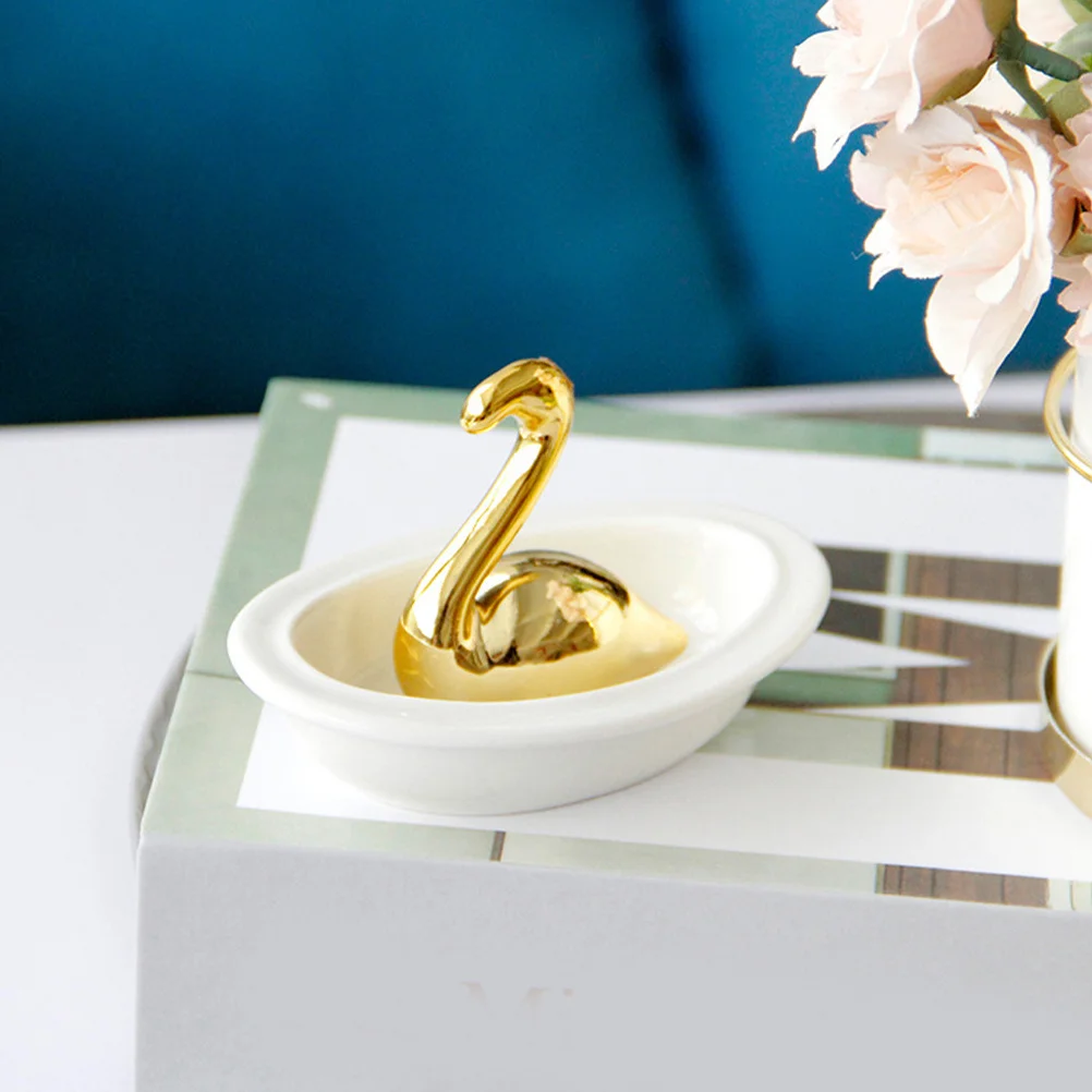 Flamingo Jewelry Organizer Ceramic Pink Flamingo Shape Jewelry Tray Holder for Rings Earrings Bracelets Desktop Decoration