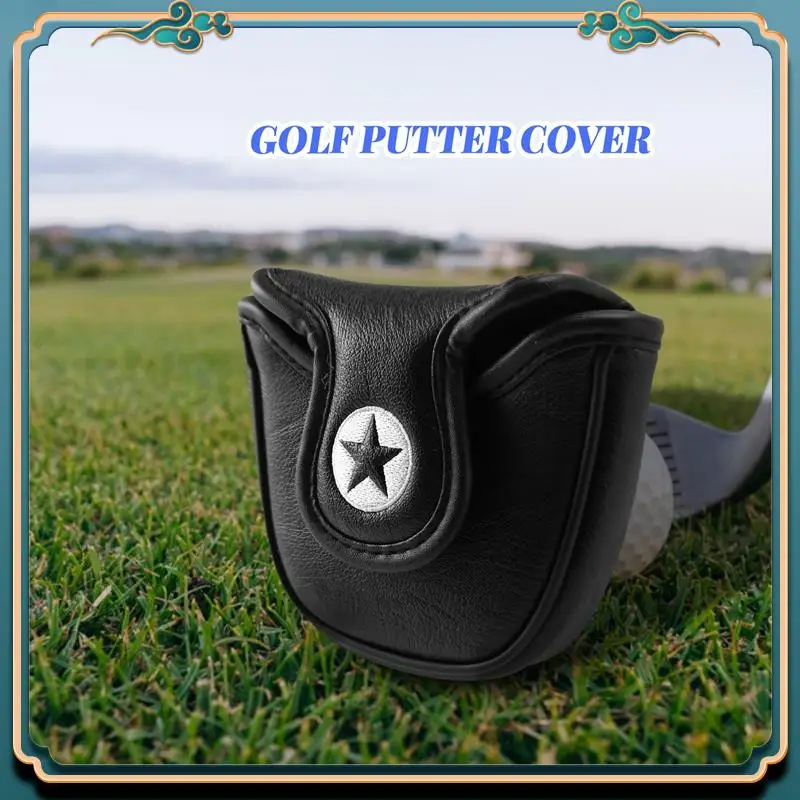 

Latest 1Pc PU Leather With Shark Embroidery Magnet Golf Mallet Putter Head Cover Golf Club Putter Headcovers