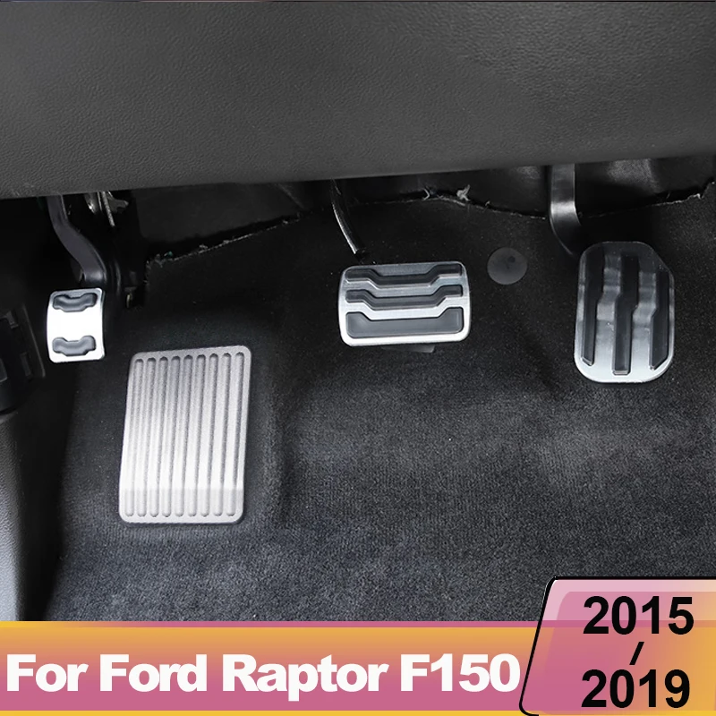 Aluminum alloy Car Accelerator Fuel Brake Pedal Pad Mat Cover AT for Ford F150 F-150 Raptor 2015 2016 2017 2018 2019 Accessories