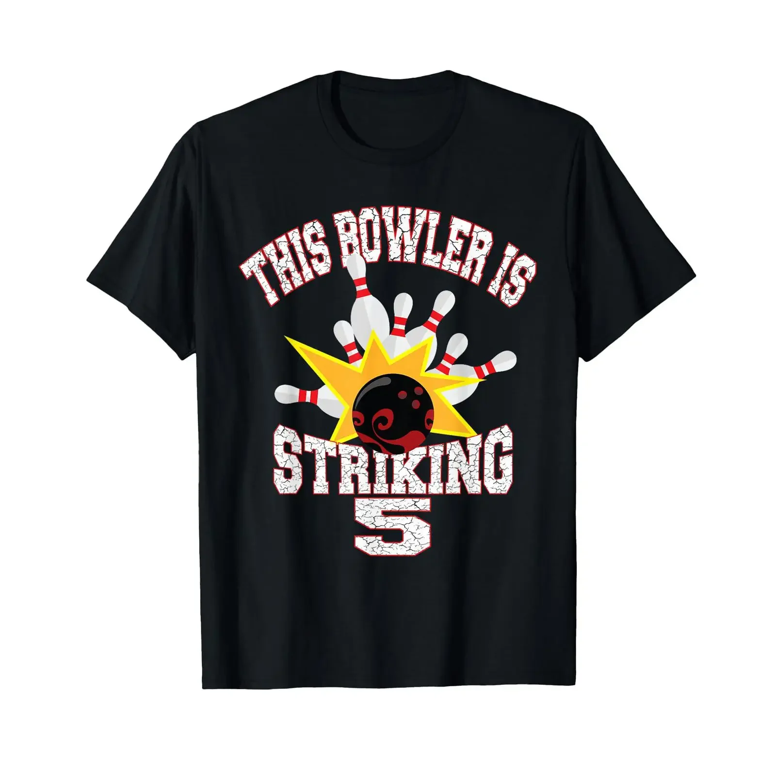 This Bowler Is Striking 5th Birthday 5 Years Old Bowling T Shirt vintage Washed homme fashion Top For Everyday Wear Breathable