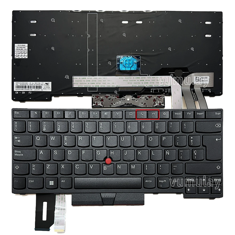 Hiszpańska klawiatura do Lenovo ThinkPad T14 Gen 1 20UD 20S2 Gen 2 20W1 20XK ,P14s Gen 1 20S4 20S5,L380 20M5 20M6,L390 20NT 20NU, L480 20LS 20L, T480S 20L7 20L8,L490 20Q5 20Q6,T490 20N3 20RY,T495 R480 E480 E485 E490