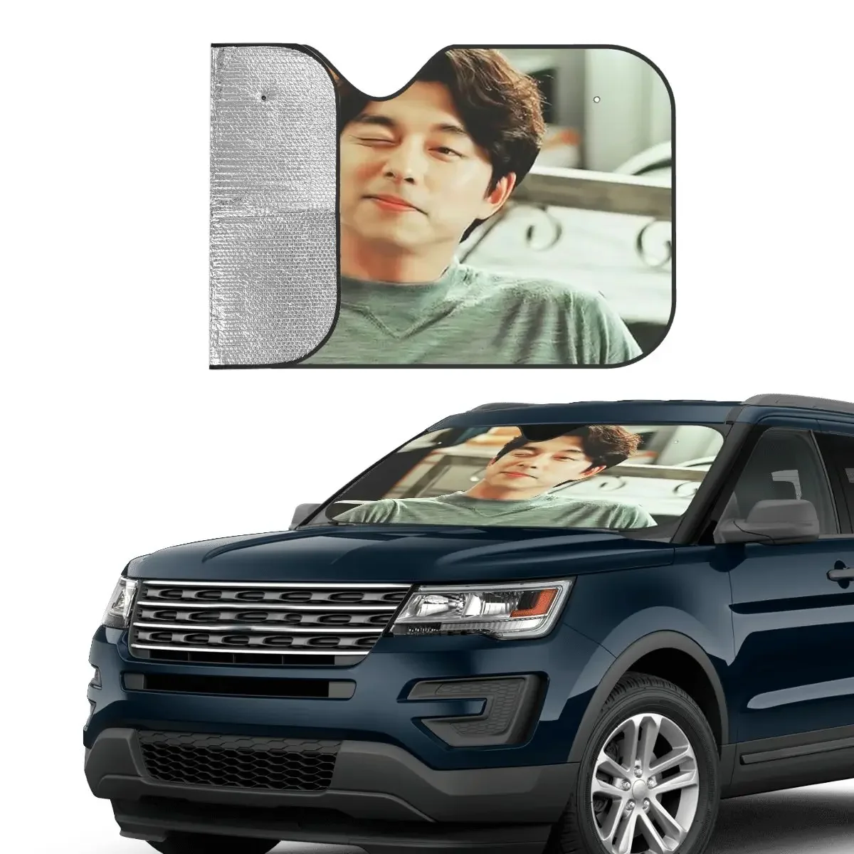 Gong Yoo Windshield Sunshade Korean Idol Creative Car Front Windshield 70x130cm Car Window Windscreen Cover Sunscreen Curtain