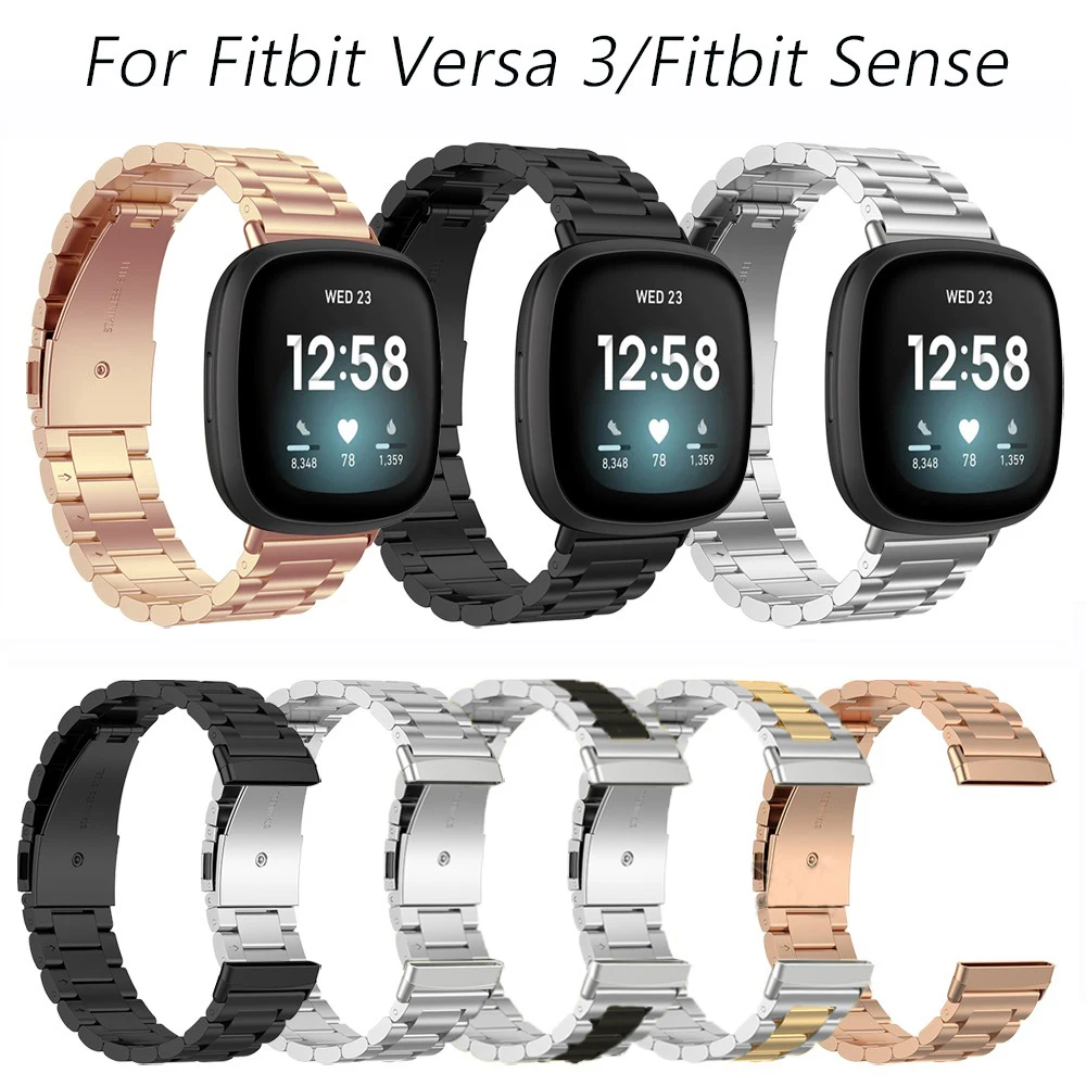 Stainless Steel Strap For Fitbit Versa 3 4 Band Metal Strap For Fitbit Versa Sense Replacement Smart Watch Wrist Bend