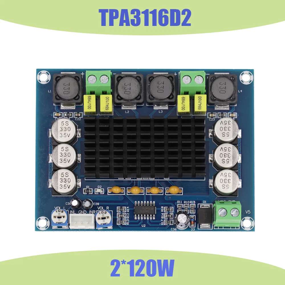 TPA3116D2 High-power Digital Power Amplifier Board XH-M543 Audio Amplifier Module Dual Channel 2x120W D Audio Amplifiers