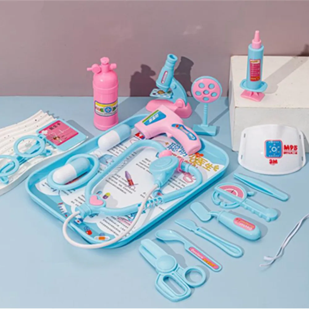 1 مجموعة الكرتون اللعب منزل محاكاة الإسعافات الأولية Doct السماعة ضخ زجاجة الأدوات الجراحية البلاستيكية نموذج لعبة طفل #6