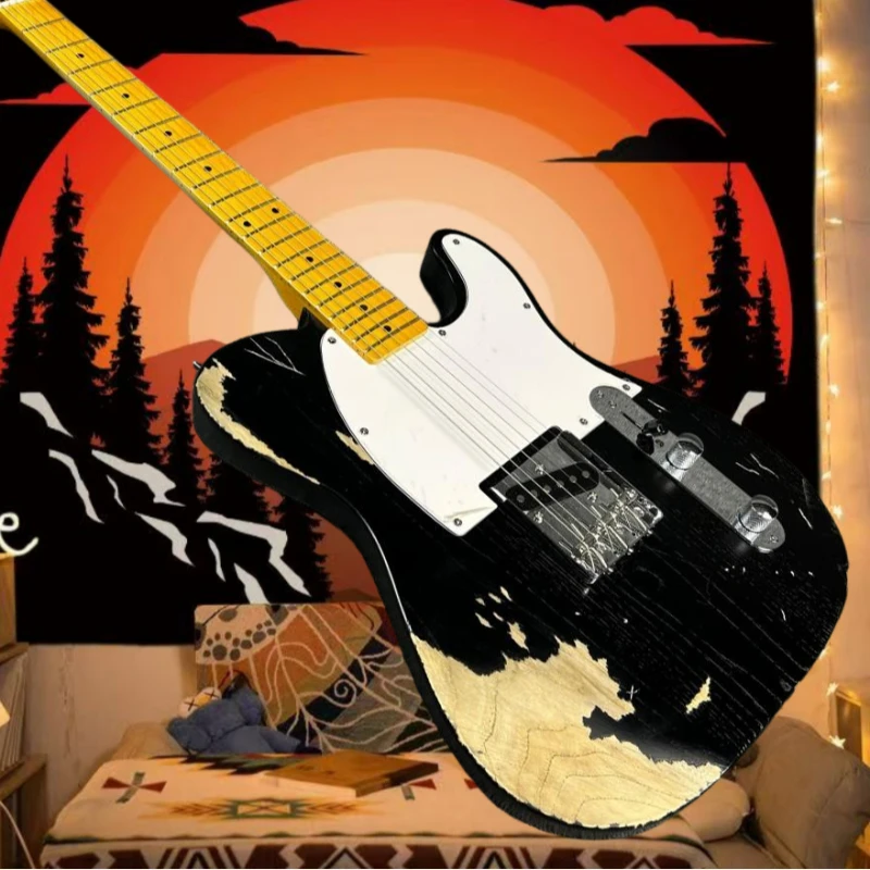 2026 Hot sale White Wax Wood   Guitar Antique Black Heavy Antique Maple Fingerboard Retro Countryside 21 Tone