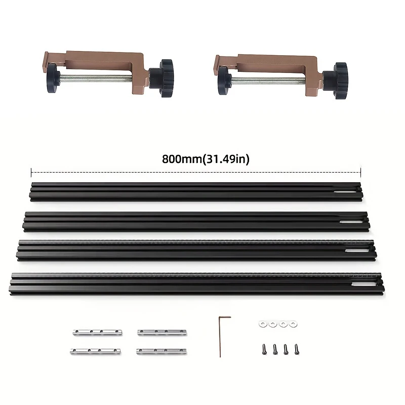 

80cm Trimming Milling Groove Engraving Guide Rail Adjustable Backing Auxiliary Guide Rail Bracket DIY Woodworking Tools&2pc Clip