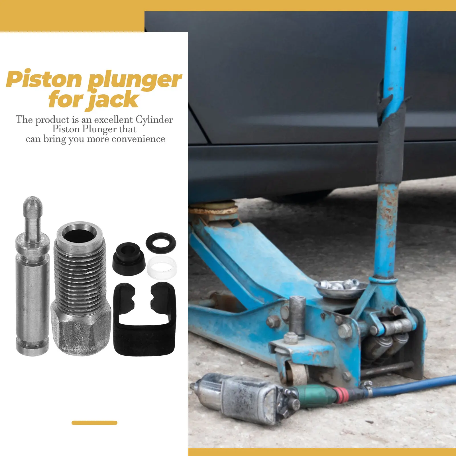 1Set Hydraulic Jack Oil Pump Piston Plunger Solid Steel Core for Hydraulic Cylinder Systems Portable Convenient Easy Operation