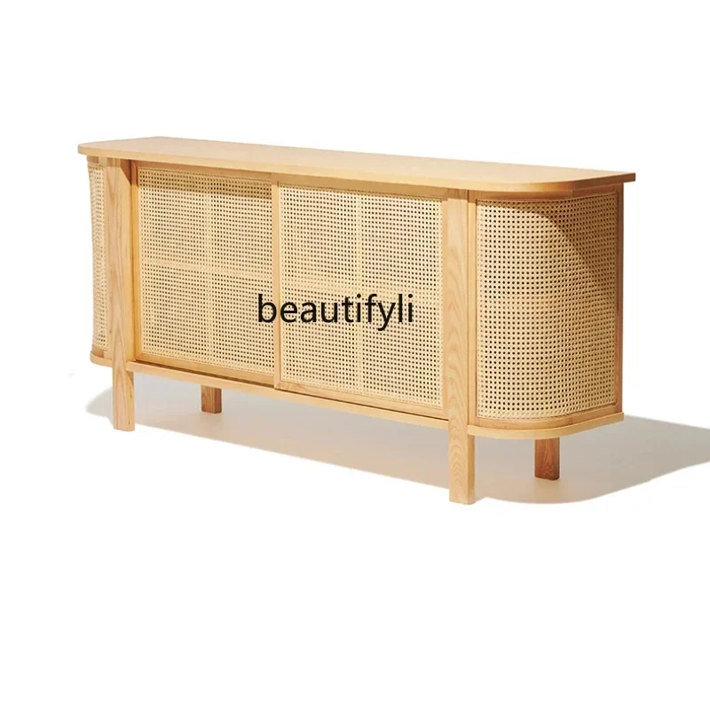 

Ji Ji Feng Solid Wood Sideboard Rattan Restaurant Wood Color Bed & Breakfast Locker