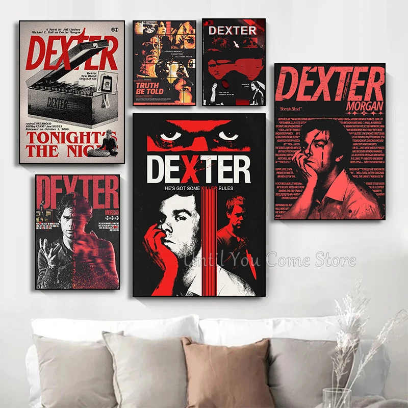 المسلسل التلفزيوني الأمريكي Dexter Vintage ملصق طباعة قماش الفن صور المنزل لغرفة المعيشة وغرفة النوم جدار ديكور حديث بدون إطار #2