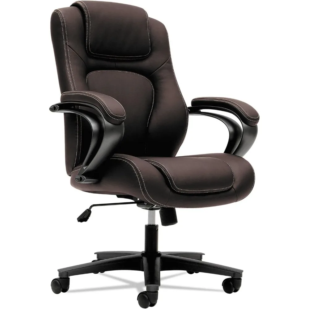 Chair - High-Back Office Chair with Arms for Computer Desk, Brown