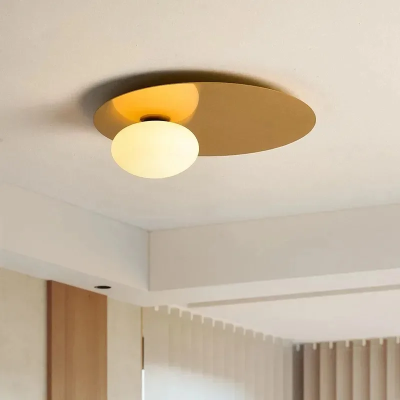 Round Gold Black Metal Ceiling Lights White Glass G9 Bulb for Bedroom Aisle Dining Hall Bedroom