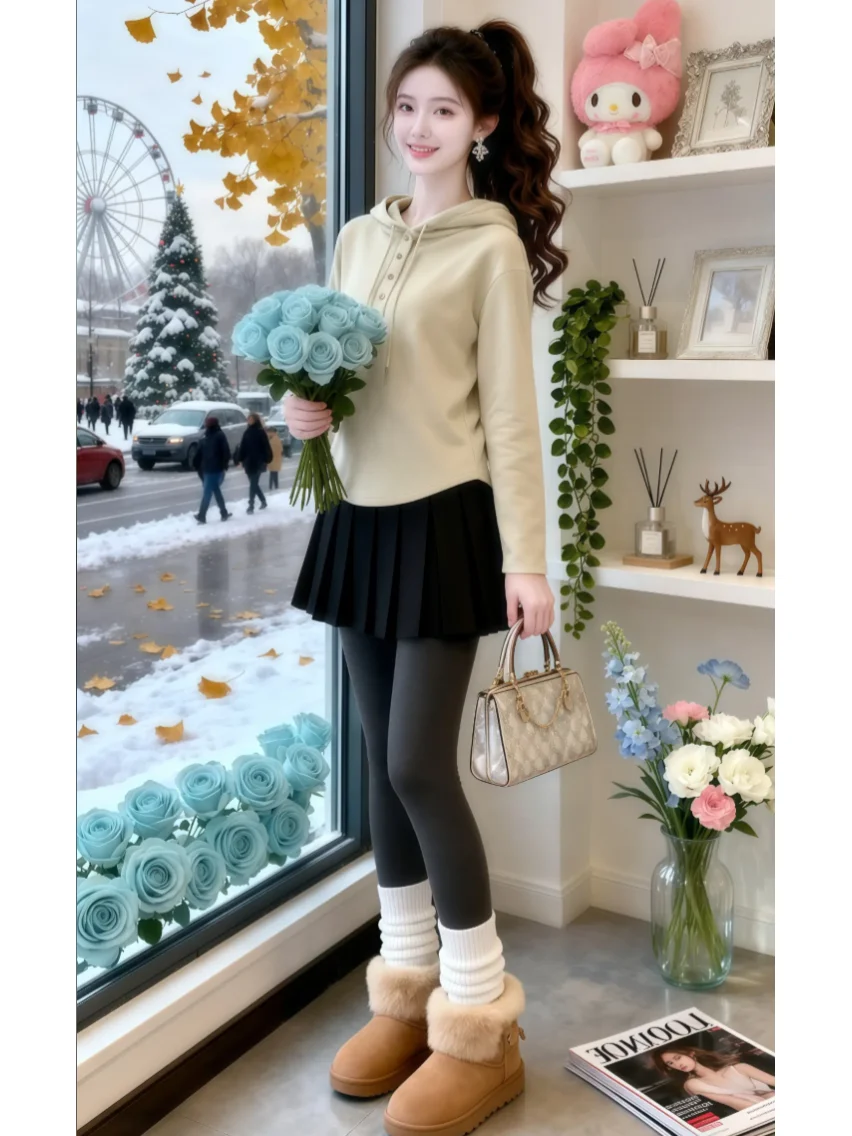 

Модная однотонная женская толстовка с капюшоном, универсальный осенне-зимний топ, новинка, удобный свободный крой, длинный рукав