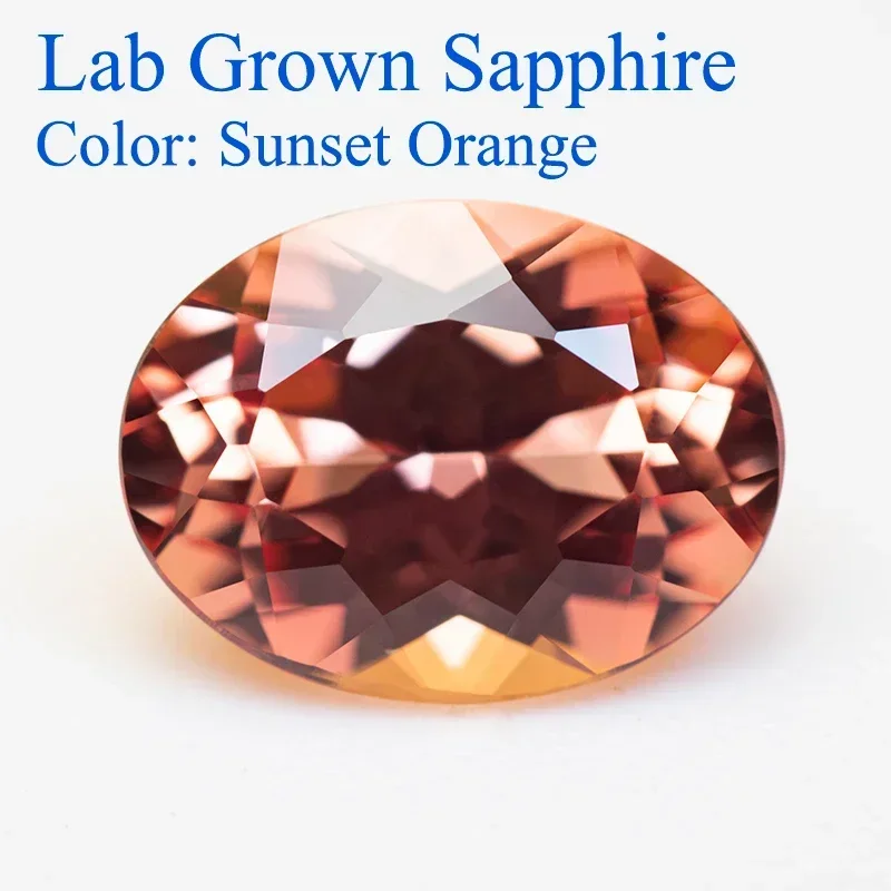 

Top Lab Grown Sapphire Oval Shape Sunset Orange Color Charms Gemstones for Diy Jewelry Making Material Selectable AGL Certifica