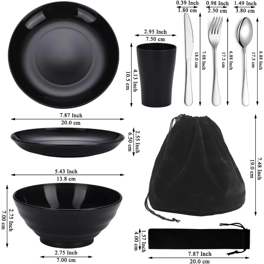 مجموعة أدوات التخييم المحمولة من كيراتون مع أوعية كوب خفيفة الوزن قابلة لإعادة الاستخدام وأدوات مائدة من الفولاذ المقاوم للصدأ