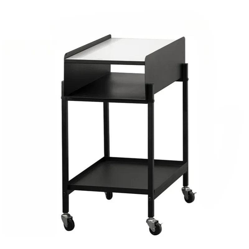 Mobile Side Table 360 Rotating Double Layer Storage Cart With Basket Electroplated Silver Stand For Living Room Sofa Bedside