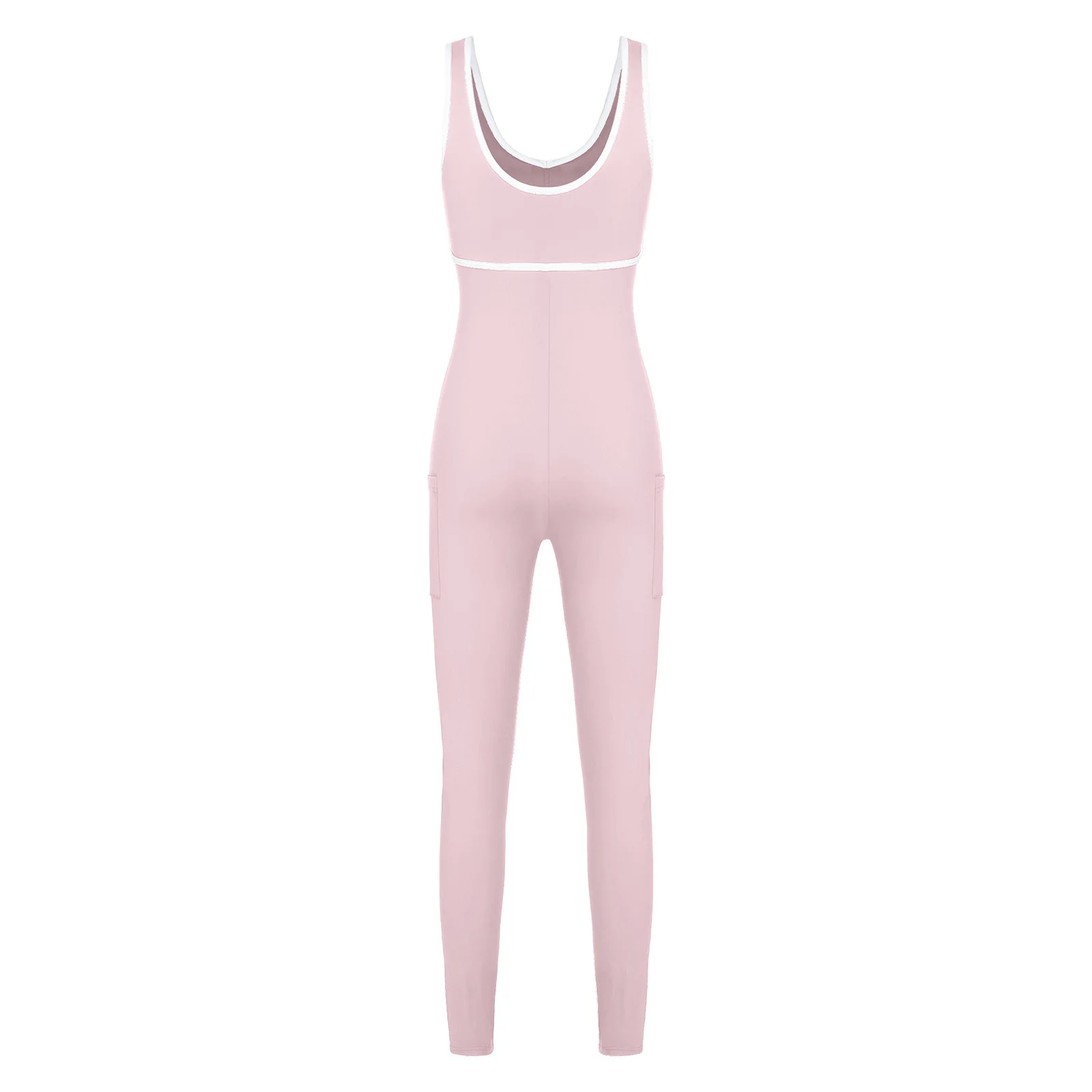 Baju Senam Yoga Wanita Dewasa, Bodysuit Olahraga Tanpa Lengan Elastis dengan Bantalan Dada dan Celana Panjang untuk Aktivitas Olahraga Indoor dan Outdoor