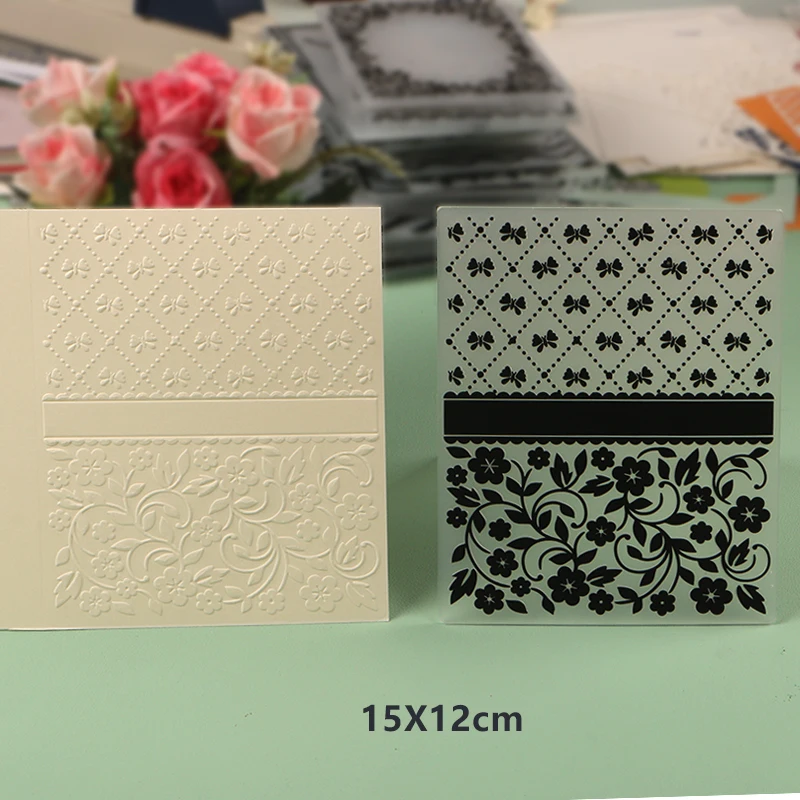 DUOFEN Crafts Carpeta de plástico en relieve, colección de 2 papeles, molde de flores en relieve, Navidad, cumpleaños, día de Pascua, boda