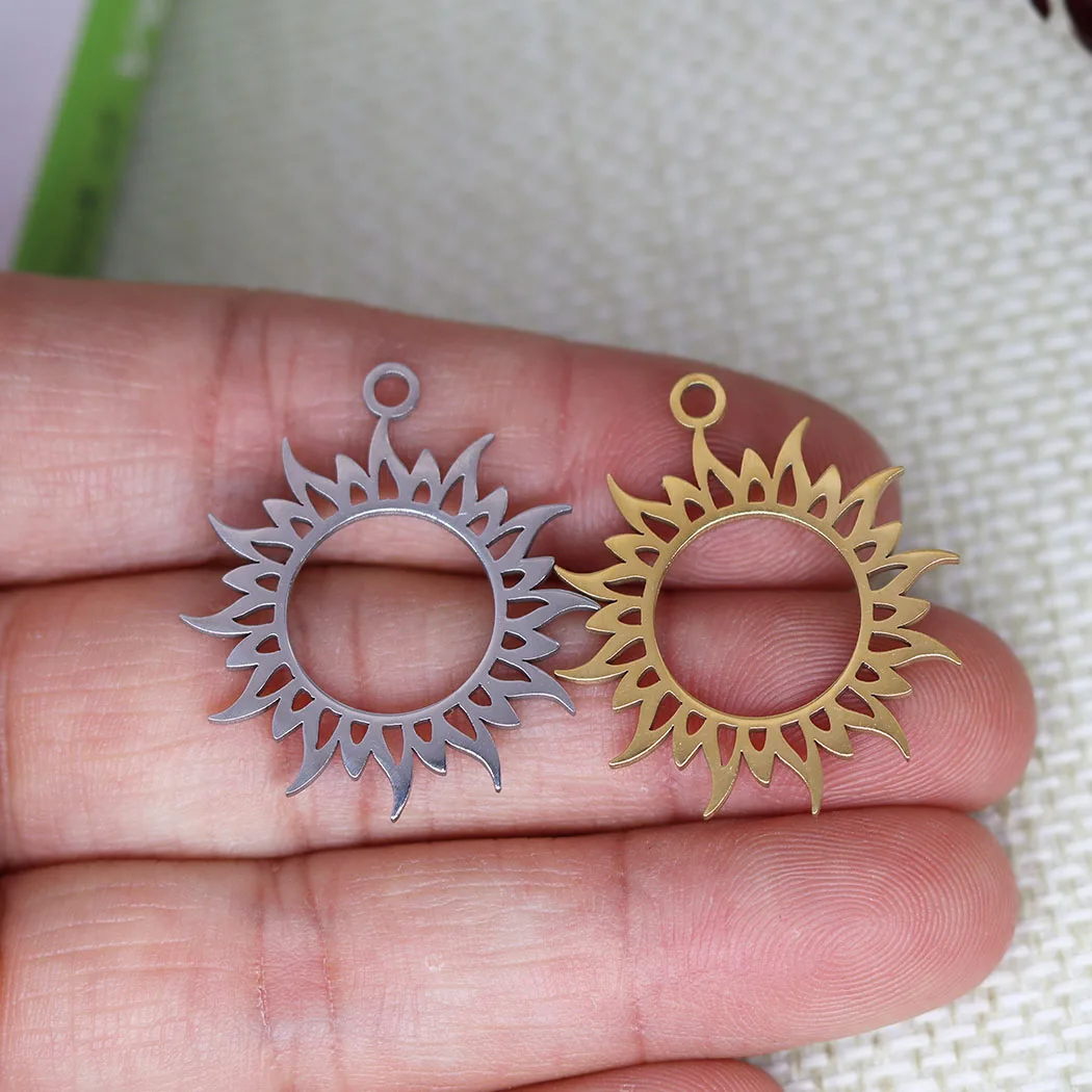 

3pcs/Lot Free Shipping Sun Energy Symbol Stainless Steel Planet Charm Pendants Fit Making DIY Metal Jewelry Bulk Accessories