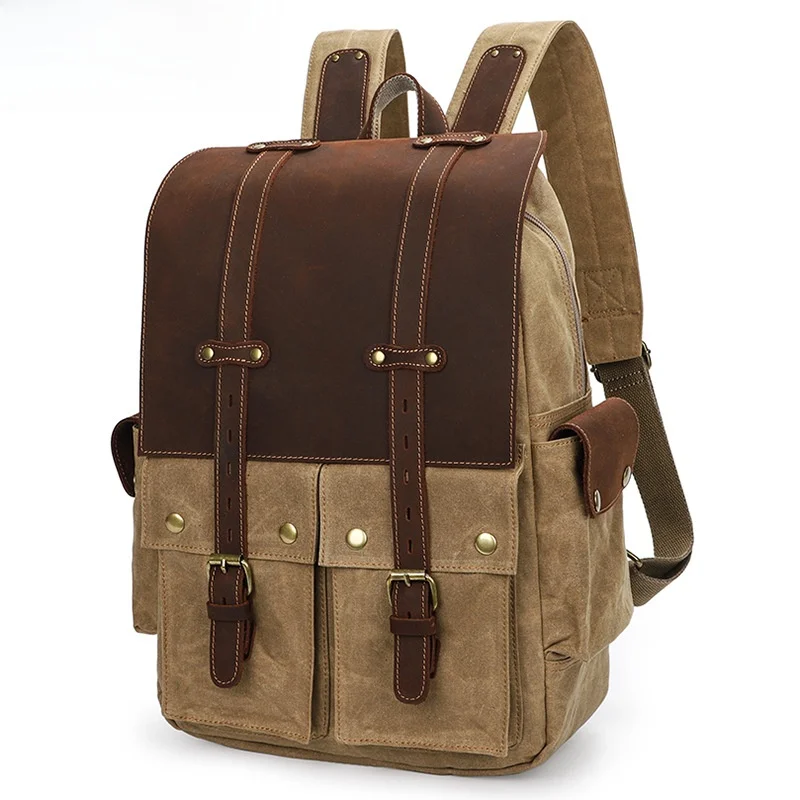 

Retro Men's Canvas Bapa Large Capaci 5 Inch Cuter Bag Outdoor Travel Mad Leather Bapa for Men