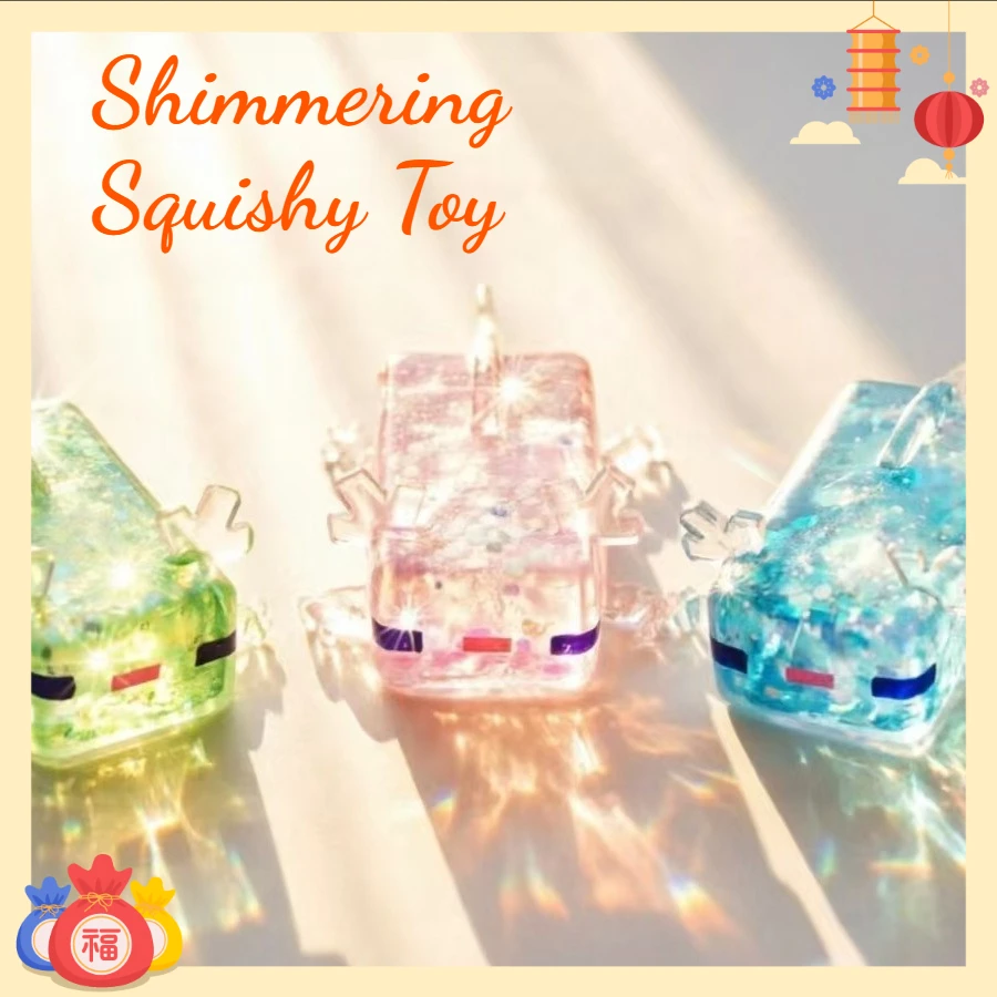 Colorful Axolotl Maltose Squishy Aurora Design, Viral Moldable Animal Fidget Toy for Stress Relief