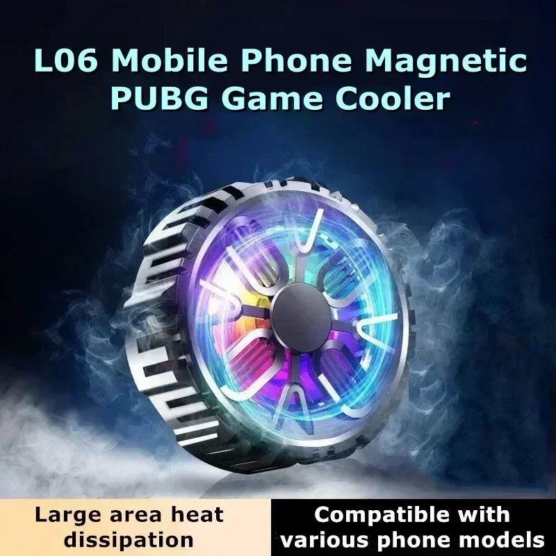 

L06 Mobile Phone Universal Magnetic Semiconductor Radiator for IPhone/Android Smartphone Fast Cooling Fan w/ RGB Colorful Light