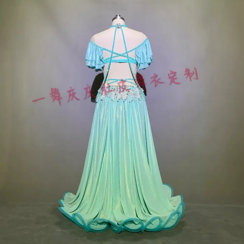 Sukienka do tańca brzucha na zamówienie, damski kostium do tańca orientalnego, indyjskiego i egipskiego, duża spódnica, otwarty biustonosz do tańca brzucha.